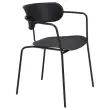 2  Bistrostoelen met zwarte poten en zwarte zitting 