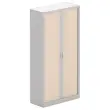 Hoge metalen kast - 198 x 100 cm - Aluminium/licht acaciahout 