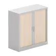 Lage kast ? metalen gordijnen - 100 x 100 cm - Aluminium en licht acacia 