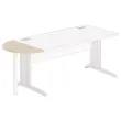 1/2 maan rechthoekig bureau acacia licht/wit