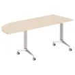 Klaptafel met wieltjes - Rechterhoek - helder acacia en aluminium - 190x70 cm