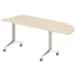 Klaptafel met wieltjes - Linkerhoek - helder acacia en aluminium - 190x70 cm