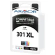2  Inkjetcartridges ARMOR equivalent aan HP301XL  zwart+3 kleuren 
