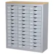 Meubel met 36 lades en 3 kolommen PAPERFLOW van metaal - kleur aluminium