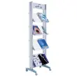 Mobiele displaystand alu met 4 plexi-planken voor 8 A4-documenten. 