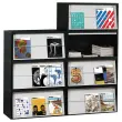 Modulair Multibloc-display in zwart polystyreen met grijze deur