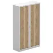 Hoge kast ? metalen gordijnen - 198 x 120cm - Aluminium en generfd eik