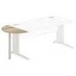 1/2 maan 80 x 40 rechthoekig bureau eiken fineer /alu