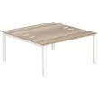 Bureau tegenover 4 poten 160 X 160 X 74 eiken met nerf/wit 