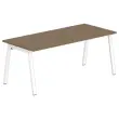 Rechthoekig bureau 180x80 Notelaar / wit onderstel BANGKOK 