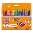 BIC COMFORT GRIP kleurstift - driehoekig lichaam met grip - extra brede punt - uitwasbare inkt - assorti kleuren - set van 12