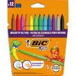 BIC KIDS kleurstiften met middelgrote punt - uitwasbare inkt - assorti kleuren - set van 12 