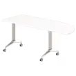 Klaptafel met wieltjes - 190 x 70 cm - Wit en alu - Hoek links