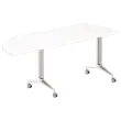 Klaptafel met wieltjes - 190 x 70 cm - Wit en alu - Hoek rechts
