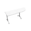 Klaptafel met wieltjes - 190 x 70 cm - Wit en alu - Hoek rechts