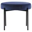 Ronde Pouf GAIA D37 zwarte poten blauw fluweel gemonteerd 