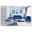 Ronde Pouf GAIA D37 zwarte poten blauw fluweel gemonteerd 