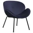 Fauteuil SMILE 4 poten zwart stof blauw 
