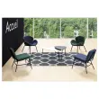 Fauteuil SMILE 4 poten zwart stof blauw 