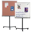 Whiteboard op wieltjes wit/kurk 96 x 96 cm