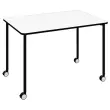 Rijdende tafel FEX OFFICE 116 x 50 cm Wit met zwarte poten gemonteerd 