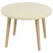 Eénkleurige upcycled beige salontafel gemonteerd