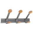 Haken van staal en metallic grijs hout/hout