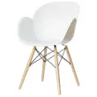 2 fauteuils PETALES voet in beukenhout, witte zitting