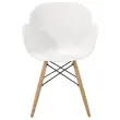 2 fauteuils PETALES voet in beukenhout, witte zitting