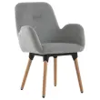 2 Stoelen Grijs stof 4 houten poten gelakt gemonteerd