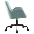 2 Stoelen Lichtblauwe stof met wielen gemonteerd