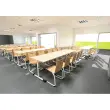 Collectiviteitstafel 160 x 80 gelamineerd beuken - aluminium poten gemonteerd