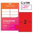 50 etikettenvellen L210xH148mm, 100 etiketten/doos, rood