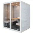 4-persoons akoestische cabine QUATTRO bank - lichtgrijs