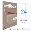 100 Etikettenplanken MU Etibox vierkante hoeken 70X37mm 2400 etiketten/doos