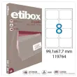 100  Etiketblad ETIBOX met afgeronde hoeken 99,1X67,7mm 800 etiketten/doos 