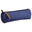 Ronde tas in gem&ecirc;leerd blauwe stof 