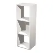 Witte opbergkast met 3 vakken, gemonteerd.