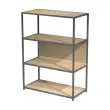 Bureau met een lage anthracietkleurige draadbibliotheek in eik, gemonteerd