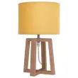 Bureau lamp Beker hout en mosterdstof 