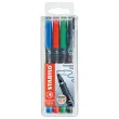 4 Permanent markers OHPen 0,7 mm - Geassorteerde kleuren - STABILO