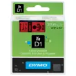 Tape en etiketten DYMO D1 - 9mm - Afdruk  Zwart/Achtergrond Rood 