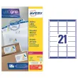250 Doos met 20 vellen van 21 ultrabestendige etiketten - 63,5x38,1mm - Wit - AVERY