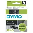 Lint voor etiketteermachine D1 - 7 m x 12 mm - Witte tekst op zwarte achtergrond - DYMO