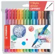 15 Stiften pointMax - Middelgrote punt - Waterinkt - Assortimente kleuren - Stabilo