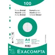 Pak van 100 kaartjes onder folie - geruit bristol 5 x 5 geperforeerd - 210 x 297 mm - Wit - Exacompta