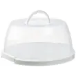 Plat en stolp voor taart, rond, transparant/wit - Plast Team 