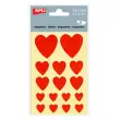 Rode hartstickers 3 vellen - Apli 
