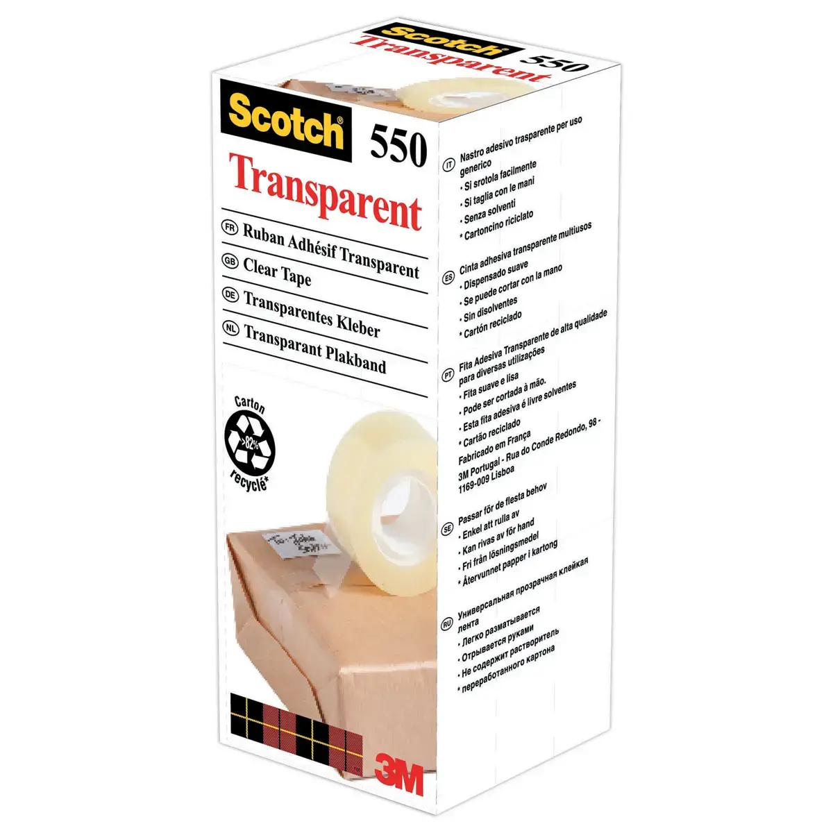 8 Rollen transparante plakband 550 - 33 m x 19 mm - 3M SCOTCH