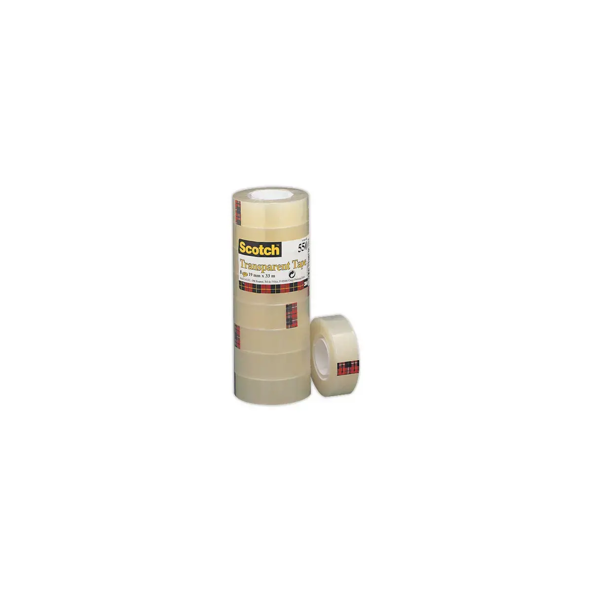 8 Rollen transparante plakband 550 - 33 m x 19 mm - 3M SCOTCH